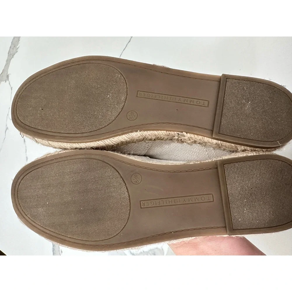 Tommy Hilfiger Espadrille Flats Women's 8.5 M‎ Canvas Logo Slip On Casual